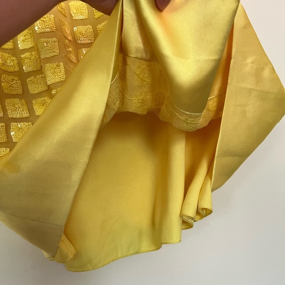 Aidan Mattox Womens Yellow Sequins Dress 6 Prom Homecoming Party Shine Silk Chic - Picture 9 of 17